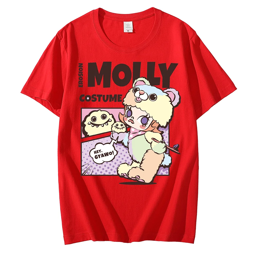 Anime LABUBU MOLLY Print T Shirt Couple student street sports casual T-shirt