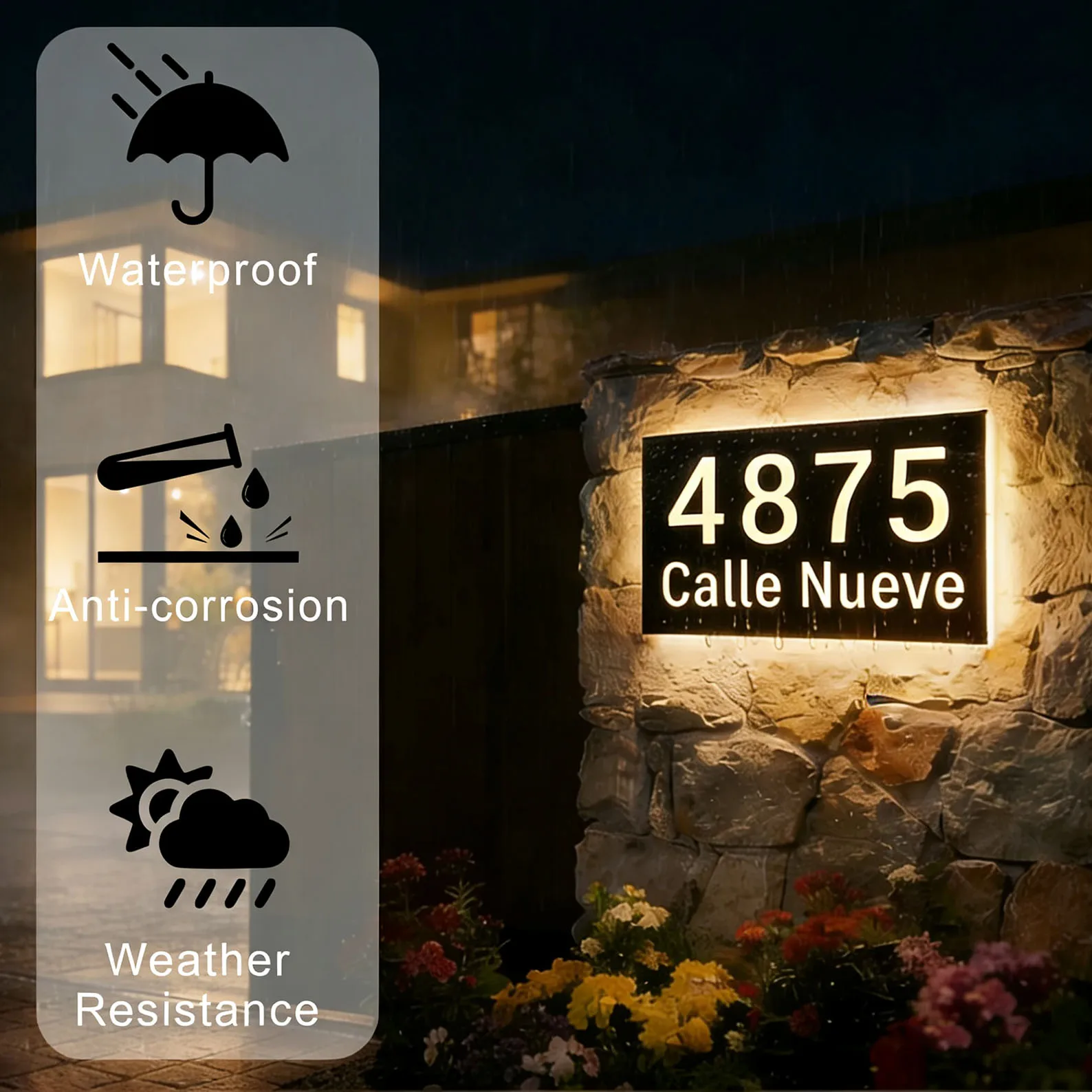 

Индивидуальные современные адресные номера, уличный знак, персонализированные таблички дома, высококачественное наружное освещение, всепогодный уличный домашний декор