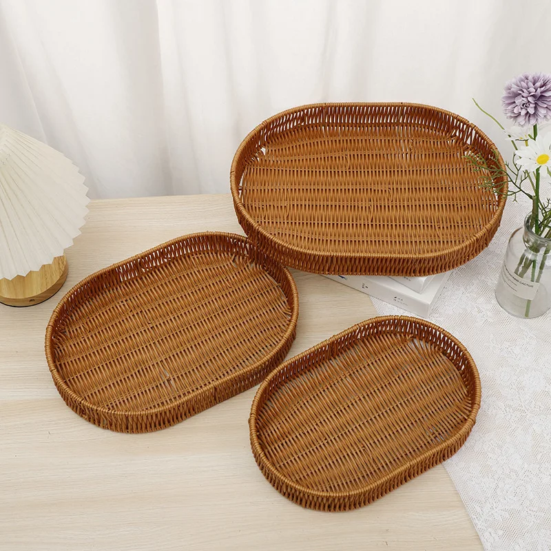 

Imitation Rattan Fruit Plate, Hand-woven, Household Hot Pot Shabu Vegetable Frame, Living Room Hospitality, Snack Fruit Plate