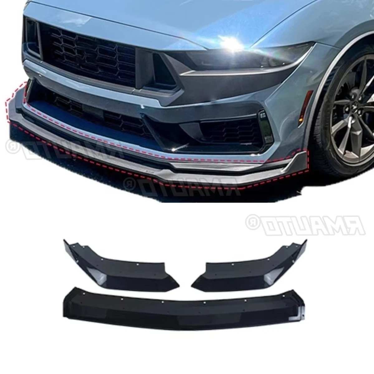 

Для Ford Mustang Dark Horse ECO/GT 2024 + автомобильный передний бампер, спойлер, диффузор, модификация, защита бампера, защитная крышка