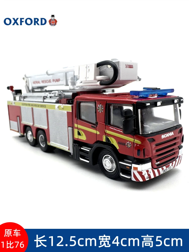 

OXFORD Scania Ladder Fire Truck 1:76 Truck Model Alloy Car Simulation Collection Desktop Ornaments Landscape Toy Gifts