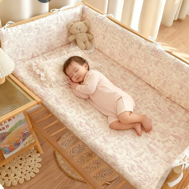 

28 60 см цельный бампер для детской кроватки, мягкая хлопчатобумажная марля и плюшевая ткань, защита от ударов, бамперы для постельного белья для новорожденных