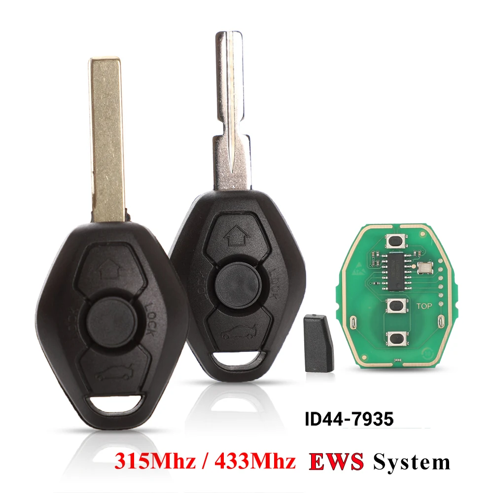 Jingyuqin 315/433MHz ID44 Chip EWS Sytem Car Remote Key for BMW E38 E39 E46 X3 X5 Z3 Z4 1/3/5/7 Series Keyless Entry Transmitter