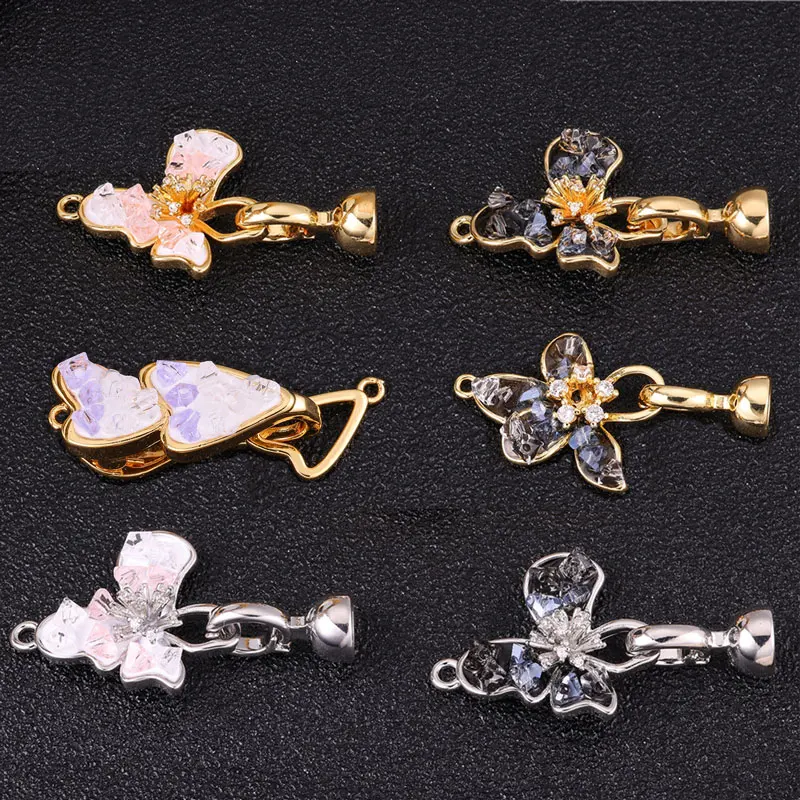 JUYA Crystal Flower Hook Connectors Clasps Fastener DIY Fashion Jewelry Making Accessories For Needlework Pearls Bracelets