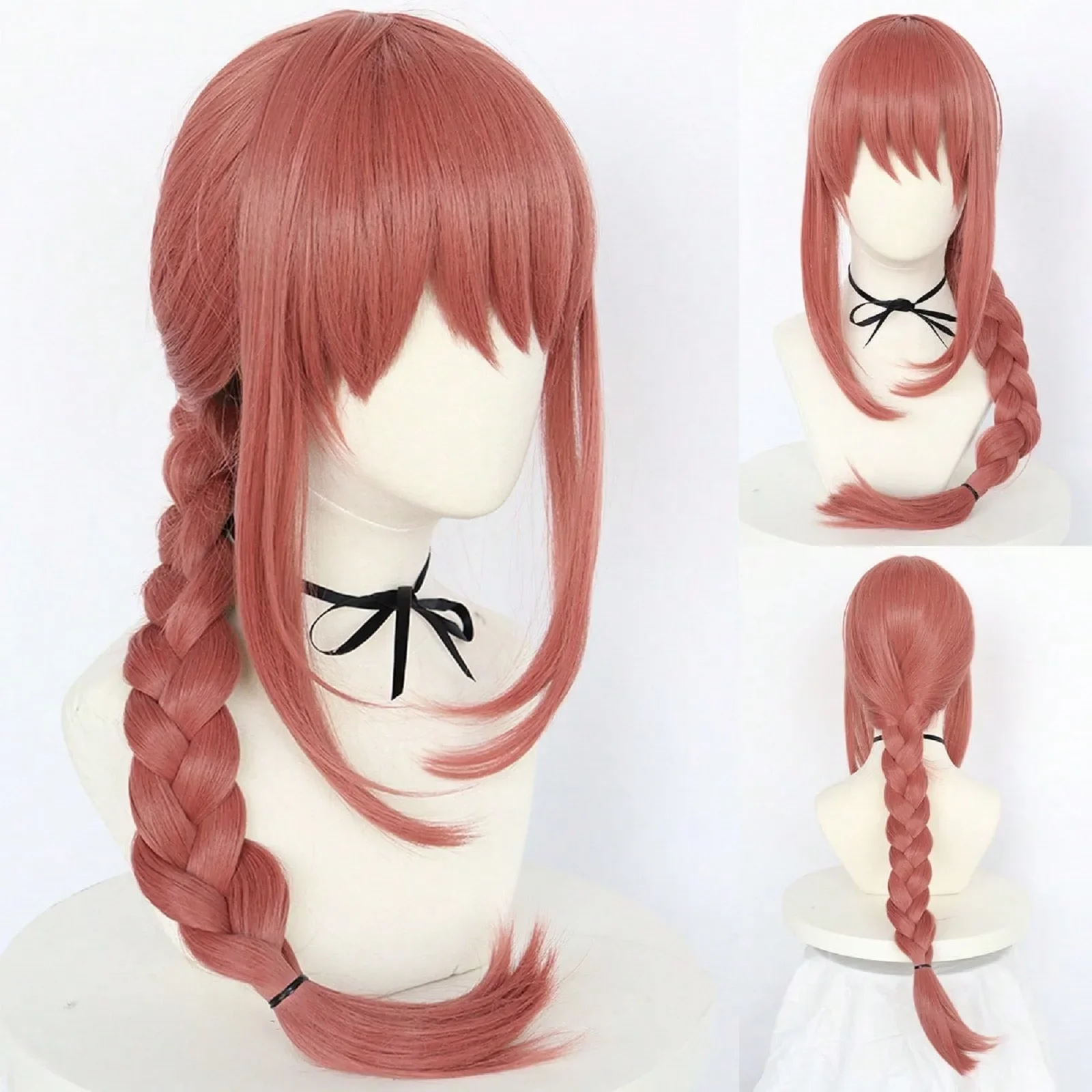 

Chainsaw Man Long Pink Red Braid Anime Bang Braided Makima Cosplay Wigs for Halloween Christmas School Thanksgiving Costume Wig