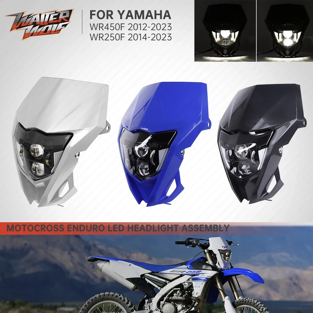 Motocross Enduro LED Headlight Fairing Mask For Yamaha WR250 WR450 Dual Sport E24 Head Lamp Front Light Beam WR TTR YZ 125 250