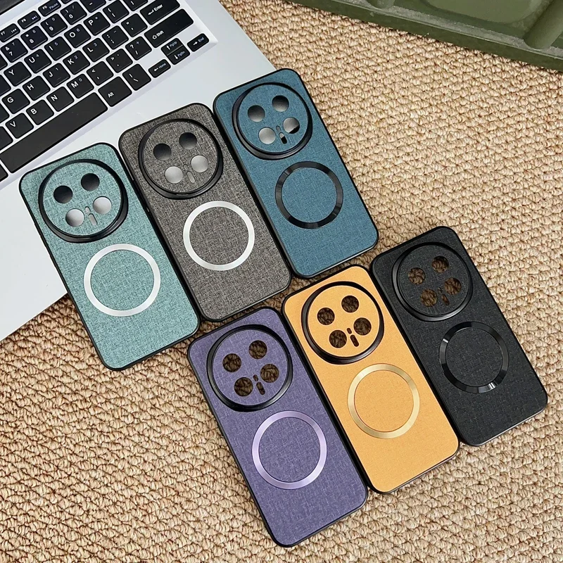 حافظة مغناطيسية بنمط منسوج بتقنية الأعمال لهاتف Honor Magic 8 Pro 7 Pro Lite كاميرا شحن لاسلكية حماية غطاء مقاوم للصدمات