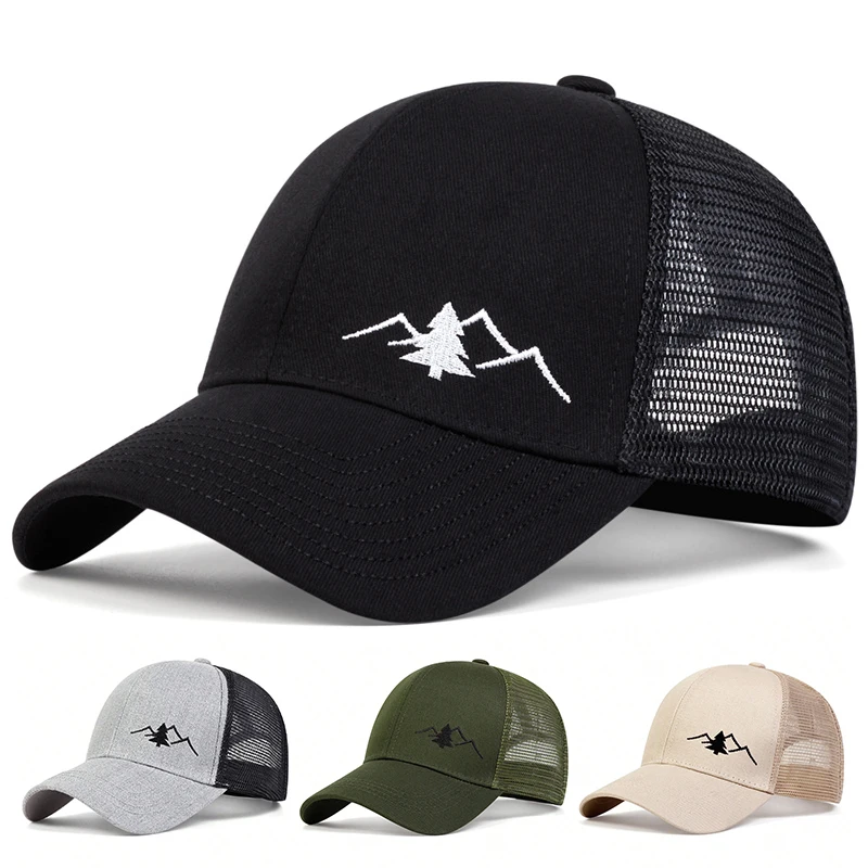 Fashion Mountain Embroidery Baseball Cap Summer Breathable Mesh Caps adjustable Hip Hop Trucker Hats Men Women Outdoor sun Hats