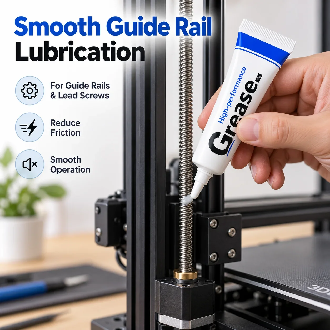 Lubricating Grease for FDM 3D Printer, High Performance Lubrication, Non-Conductive Non-Corrosive Eco-Friendly, Leadscrew Rail