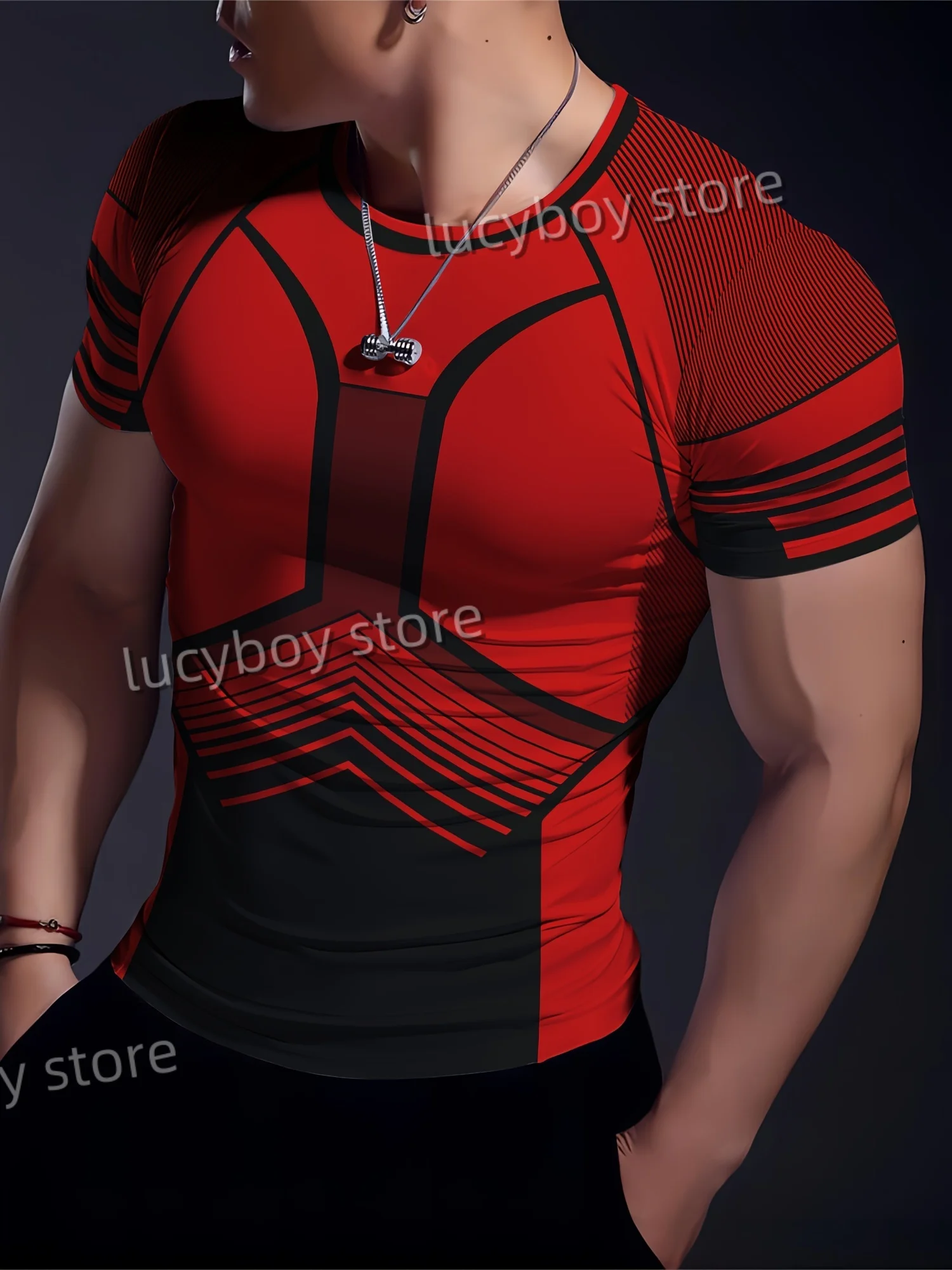 Mens Color blocks T Shirt Muscle Training Tees Short Sleeve Tees Quick Drying Running Sportwear Men Oversized Tops Men Clothing image 3