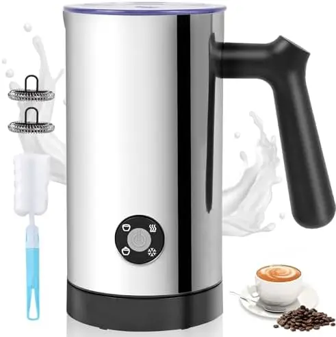 

4-in-1 Electric Milk Frother & Steamer – 10.6oz Auto Hot/Cold Foam Maker for Lattes, Cappuccinos – Ceramic Lined