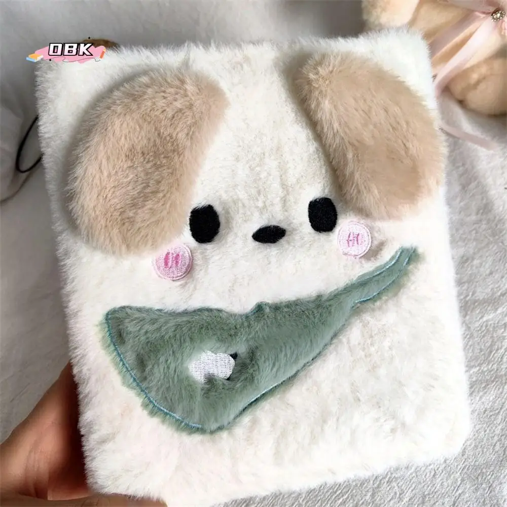 

Fluffy Bear Plush Binder Photocard Holder Plush Puppy A6 Card Photocard Binder Loose Page 4 Grids Collect Album Notebook