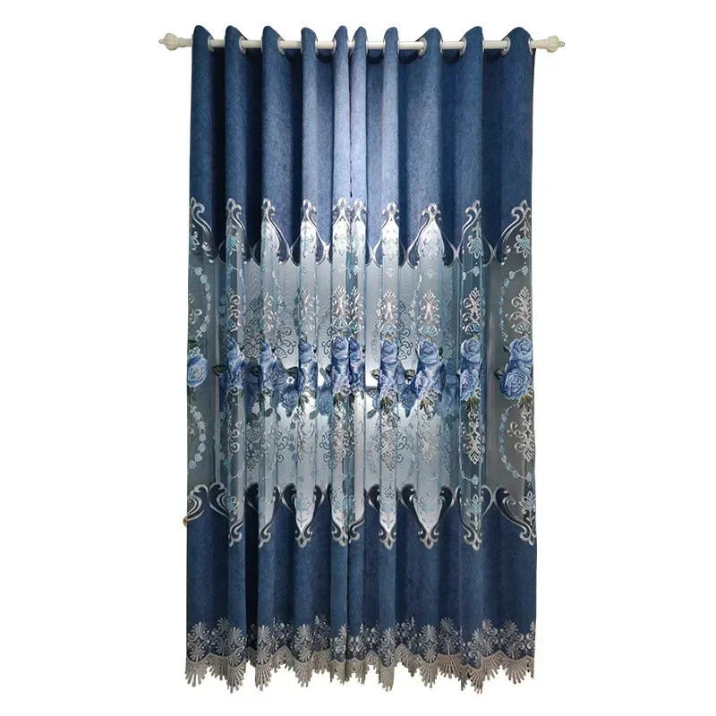 New Chinese Embroidered Curtain Chenille Thicken Curtains for Living Dining Room Bedroom Window Screen Curtains Customize