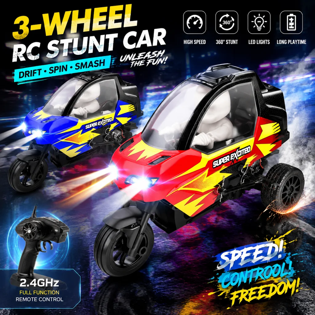 Jikezhe  New X801 RC Remote Control Drift Trike Off Road Climbing Racing Car With Precise Control For Kids And RC Hobbyists Toy