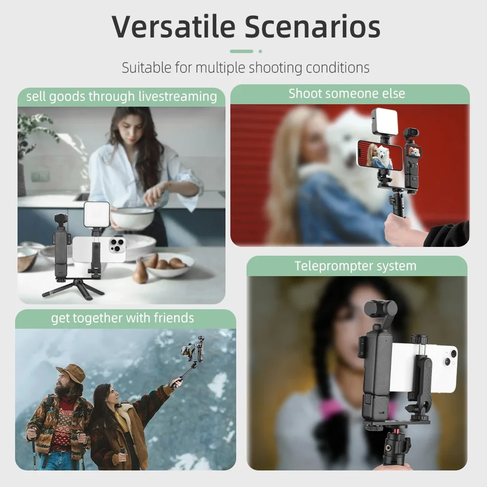 BRDRC Phone Holder Clip for Insta360 X5/ Pocket 3 Camera Expansion Fixed Bracket With Cold Shoe Adjustable Accessories