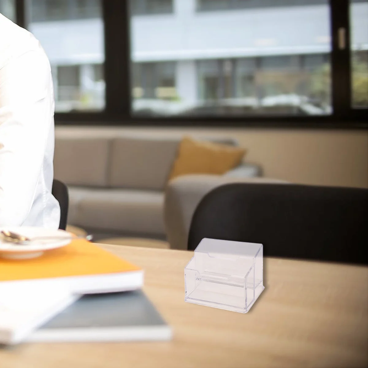 

2-Tier Card Holder Desktop Organizer For Holder Office Supplies Name Stand Cards Storage Box