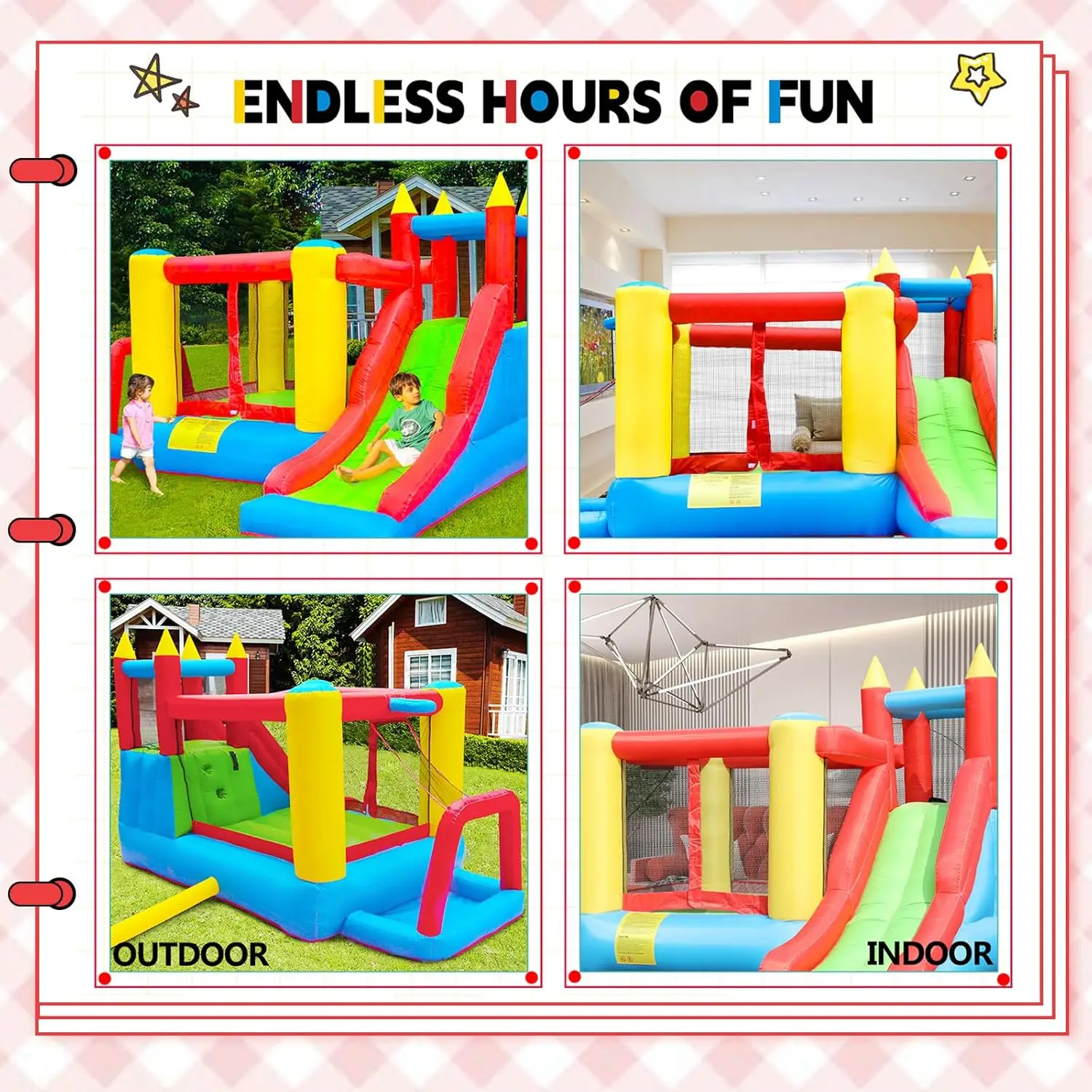 Hüpfburg für Kinder, Hüpfburg für Kleinkinder im Innenbereich, aufblasbares Hüpfhaus, Hüpfburg für Kinder mit Rutsche, Hüpfburg mit