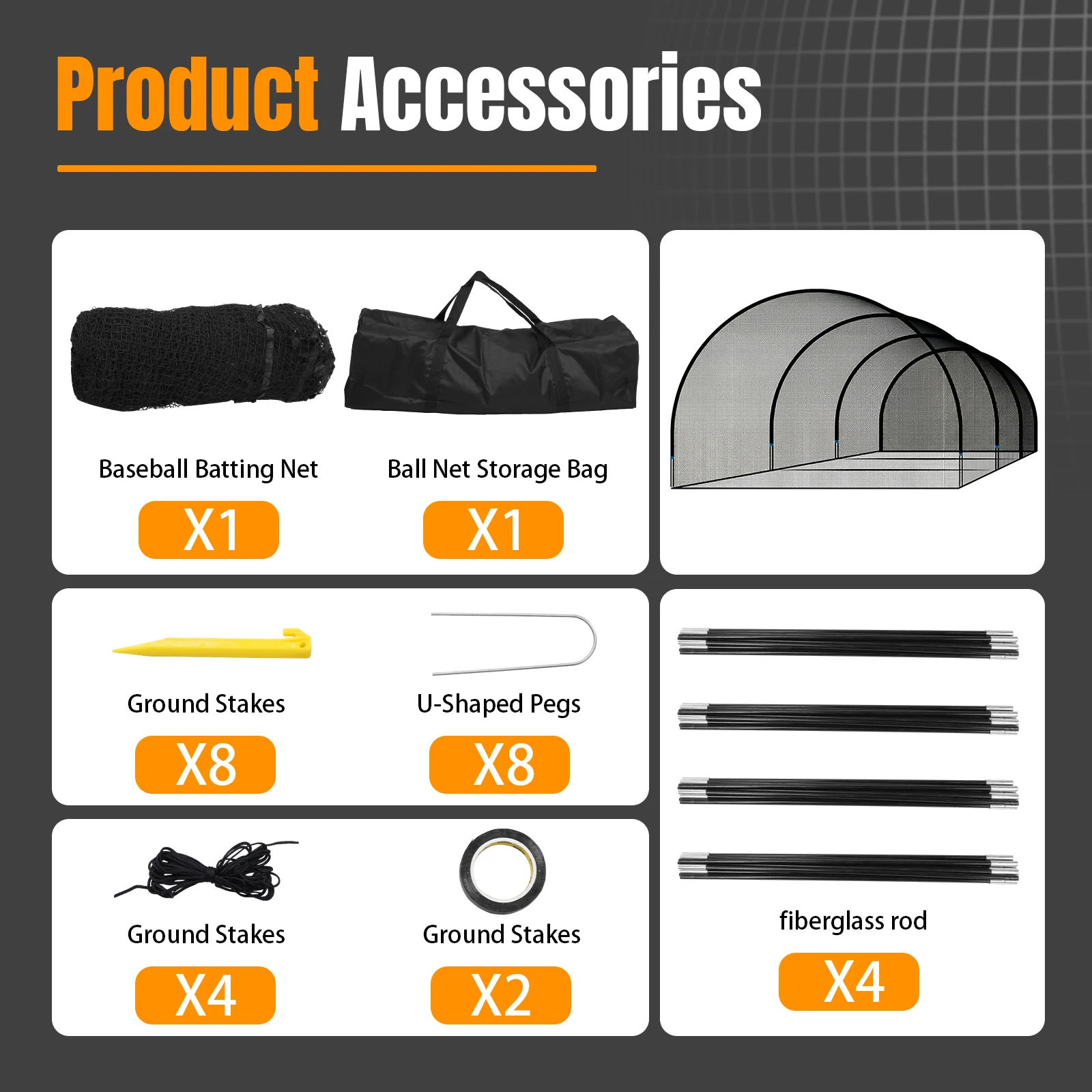 

Сетка для гольфа, софтбола и бейсбола 30 футов для двора, портативная, для отработки ударов и подачи в бейсболе и софтболе