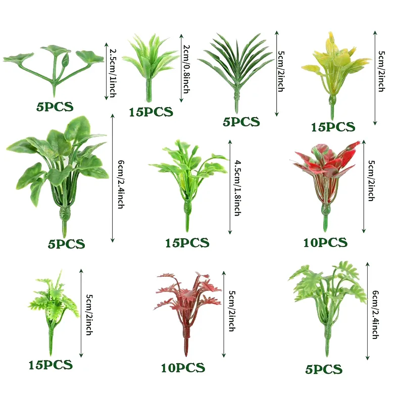 

100pcs Miniature Small Grass Model Kits 2-6cm Plant Materials for Making Railway Sand Table Scene Layout Diorama Accessory