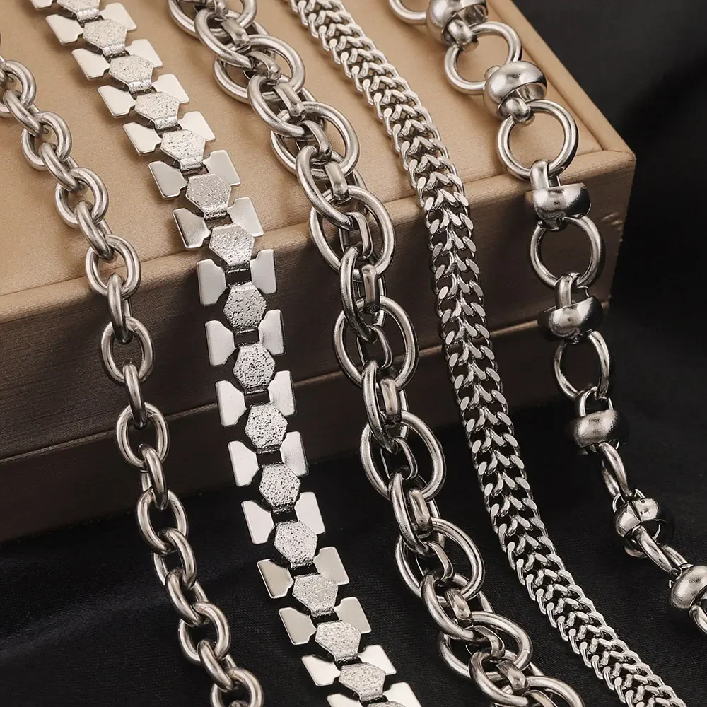 

1meter Stainless Steel Chain Glossy O-ring Chain Heavy Metal Large Thick DIY Necklace Bracelet Jewelry Making Material Wholesale