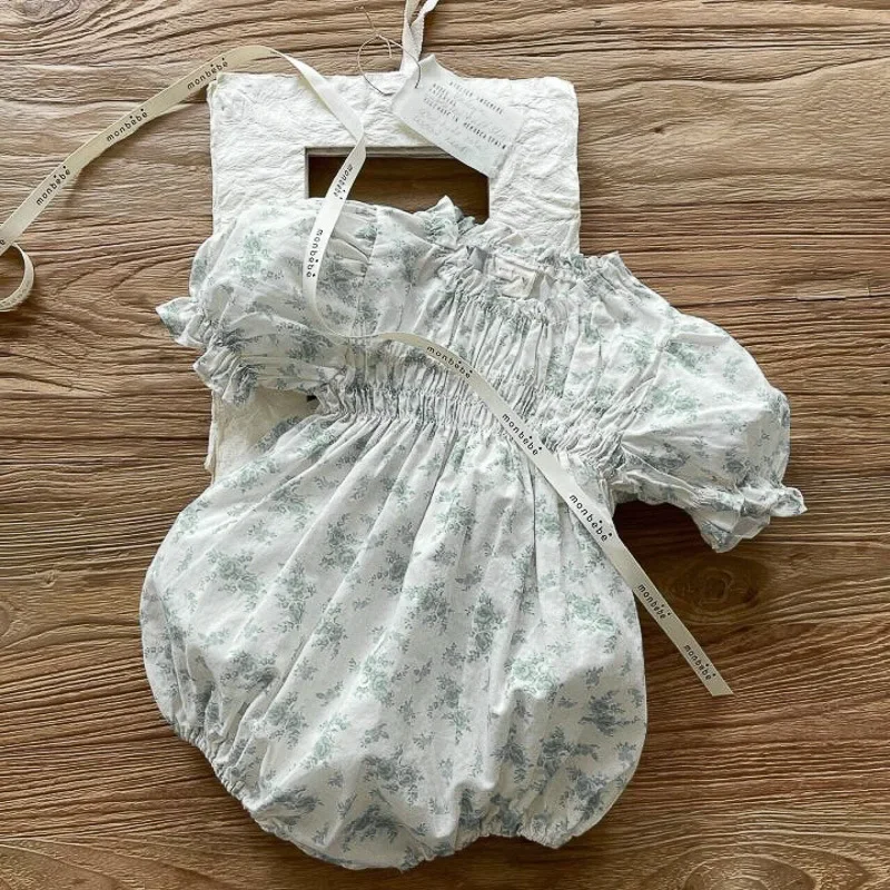 Baby Girl Romper Clothes Summer 2023 Floral Princess Newborn Baby Romper Jumpsuit Short Sleeve Cotton Infant Toddler Playsuit