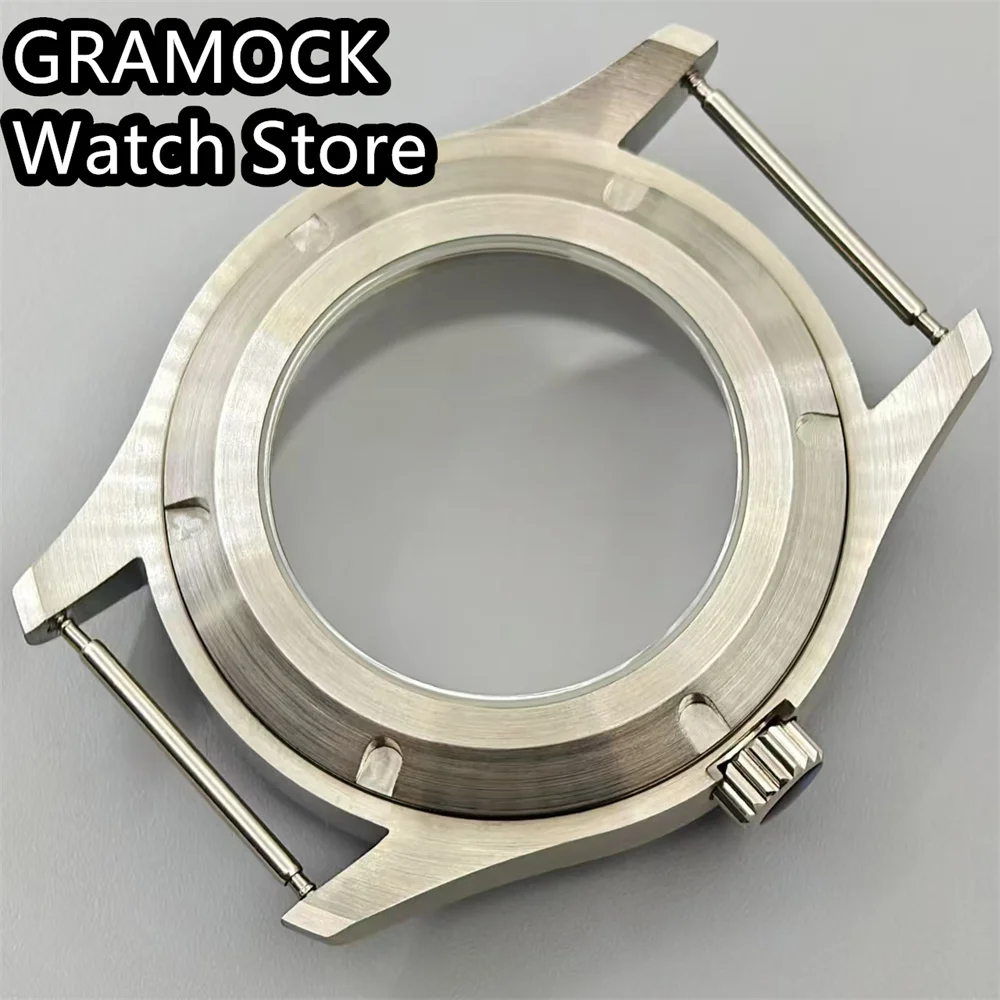 GRAMOCK 36mm 39mm Diver Brushed Pilot Watch Case Sapphire Crystal Fit NH34 NH35 NH36 ETA2824 PT5000 Movement Screw Crown