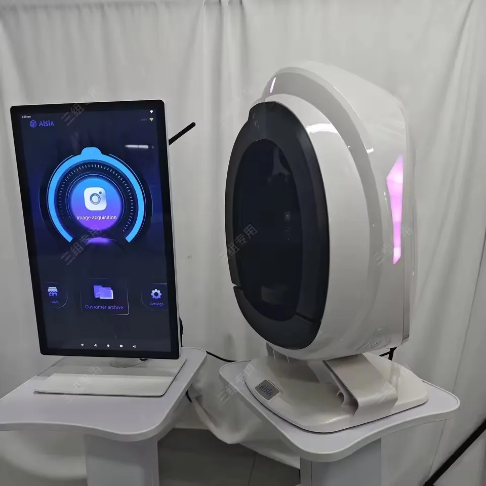 Aisia Q2 8 Technologie d'imagerie spectrale Détecteur d'analyse de la peau du visage 3D 48 millions de pixels 180 °   Machine de capture complète automatique