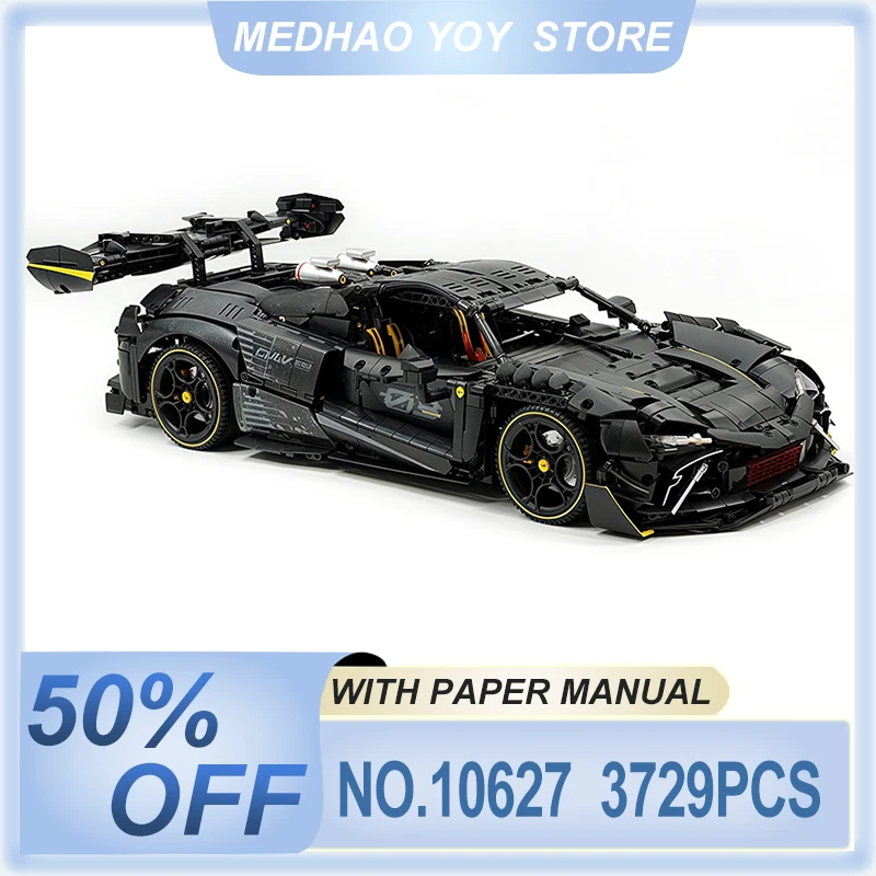 

High-quality GULY 10627 MOC Technical 1:8 Sports Car 296 Building Block Model Vehicle Brick Assembly DIY Toys Boy Christmas Gift