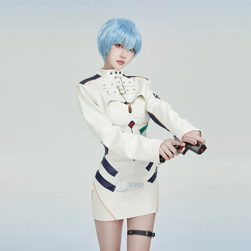 

Anime EVA Ayanami Rei Cosplay Costume Wig Sexy Daily Leather Motorcycle Jacket Outfits Women Halloween Carnival Party Uniform