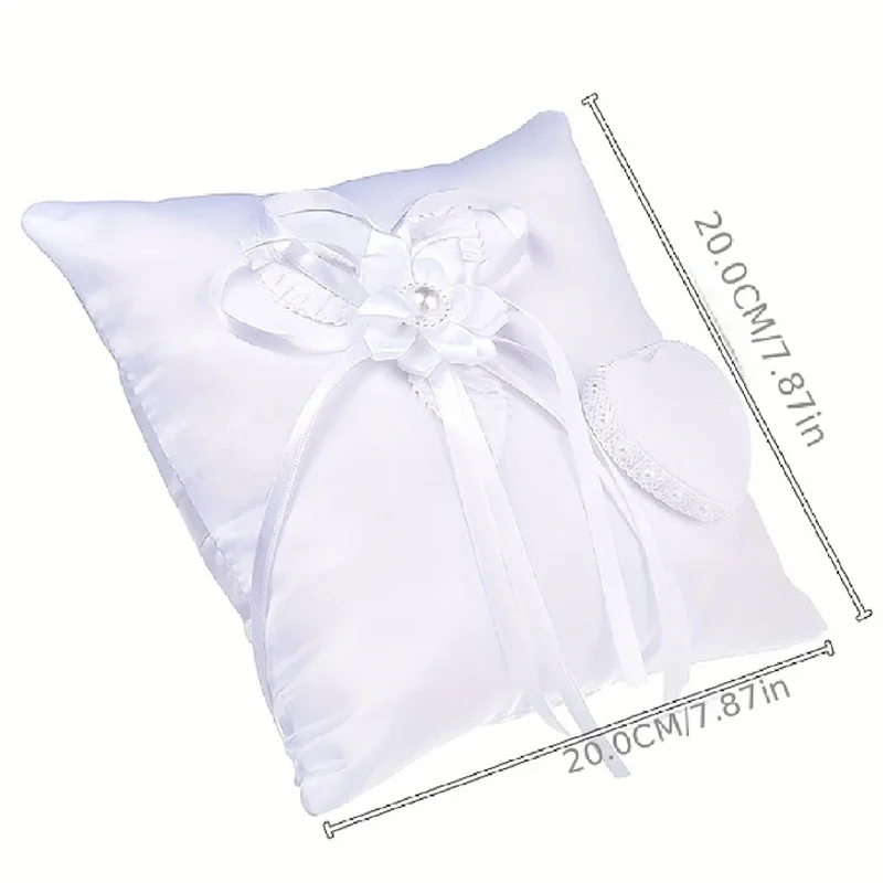 1PC 7.8" Satin Hearts Decoration Wedding Ring Bearer Pillow Romantic Wedding Party Ceremony Ring Box image 6