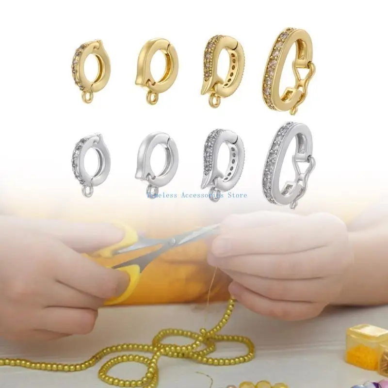 97QE แฟชั่น Push Clasp Connectors ประดับด้วย Cubic Zirconia ไข่มุกขนาดเล็ก Enhancer สำหรับสร้อยข้อมือทำอุปกรณ์