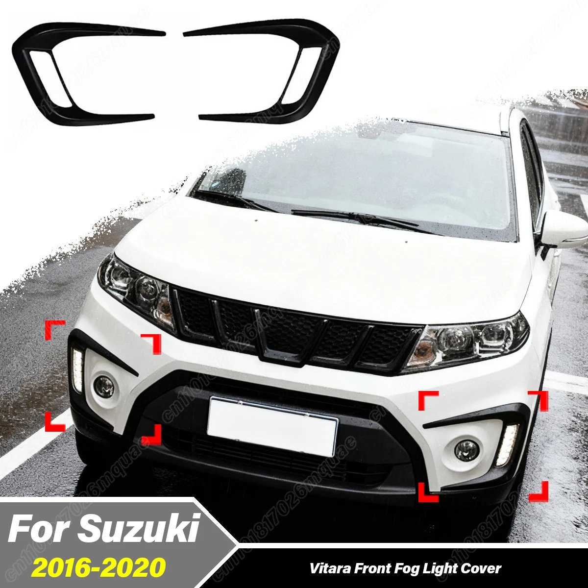 

For Suzuki Vitara 2016 2017 2018 2019 2020 Automobile Front Fog Lamp Eyebrows Fog Lamp Frame Cover Decoration Accessories Kit