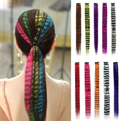 Feather Hair Extensions Colored Synthetic Hair Feather Colorful False Hair Extension Mixed Color Straight Hair For Women Girls