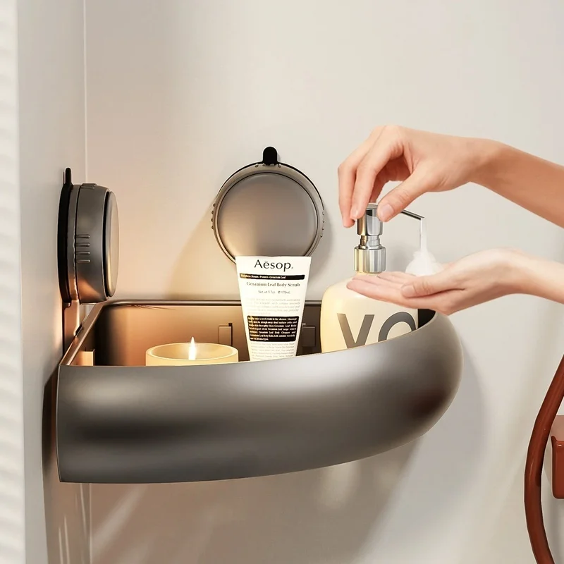 Kein Bohren, Saugnapf, Badezimmer-Aufbewahrungsregal, Aufbewahrungsregal, Badezimmer, perforationsfrei, Wandbehang, Waschtisch, Toilette, Dreieckskorb