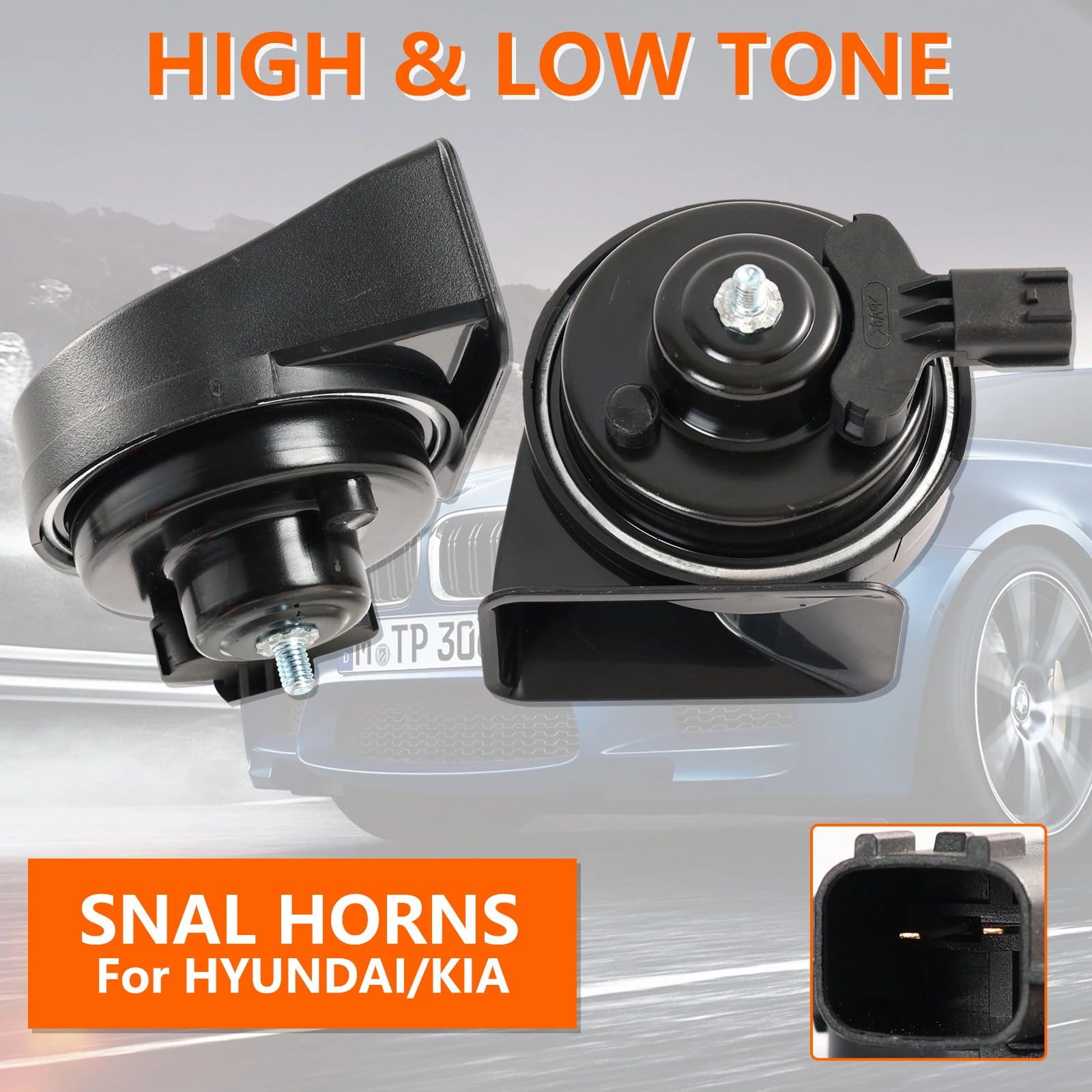 x2 410/510Hz High Low Pitch Snail Horn Loud For Rio DC JB UB YB Ceed ED Sportage