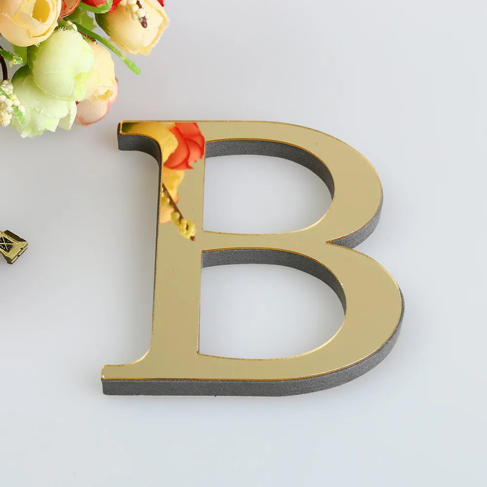 English Letters Acrylic Mirror Wall Sticker 3D DIY Gold Spell Alphabet Poster Art Mural Festival Party Wedding Wall Decorations