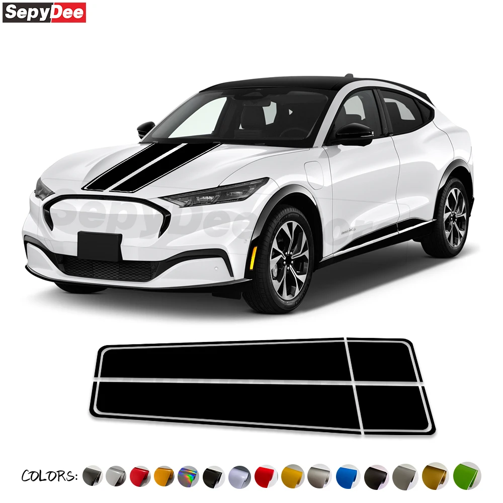 Racing Sport Car Hood Bonnet Stickers Trunk Tailgate Stripes Graphic Vinyl Film Decals For Ford Mustang Mach E Car Accessories