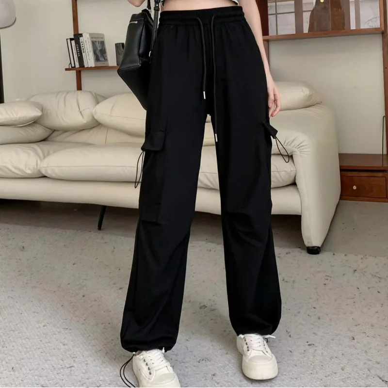 Overalls Women's New High Waist Loose and Slimming American Drawstring Leisure Two-Way Wear Ankle-Tied Wide Leg