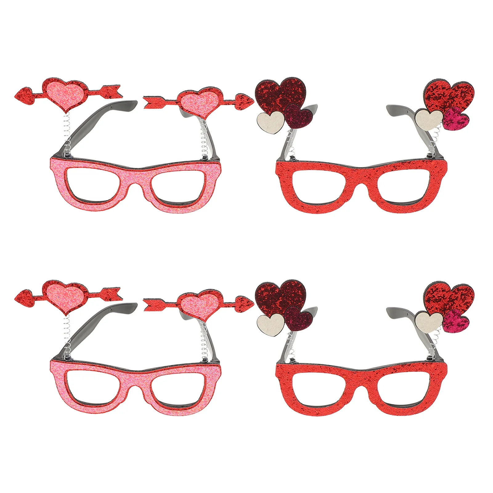 

4pcs Valentine'S Day Heart Glasses Heart-Shaped Sunglasses For Party Photo Booth Props Festival Accessories Plastic Frames Women
