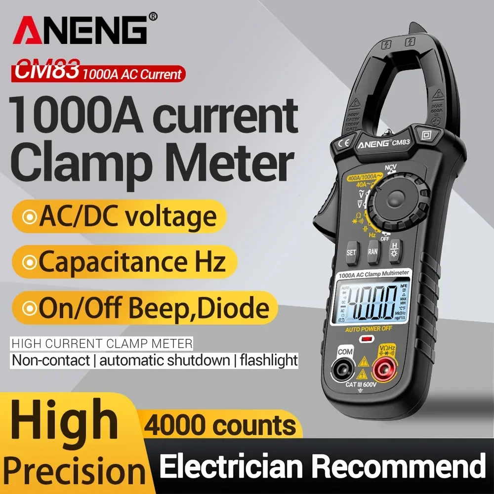

Digital Clamp Multimeter ANENG CM83 Tester AC DC Current Voltage Capacitance Voltmeter 4000 Count NCV Sense Ohmmeter Tools