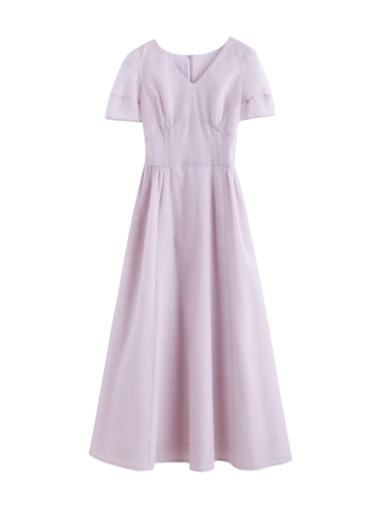 Ele Paars V-Ne Dr Dames Zomer 2025, Nieuwe Sle Sweet Hoge Taille A-lijn Dr. S Sve Slim Fit Dagelijkse kleding