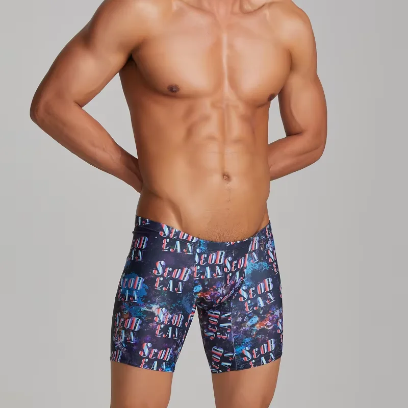 

Летние плавки средней длины для мужчин, купальные шорты с абстрактным узором, удобные быстросохнущие пляжные купальники для мужчин, купальники