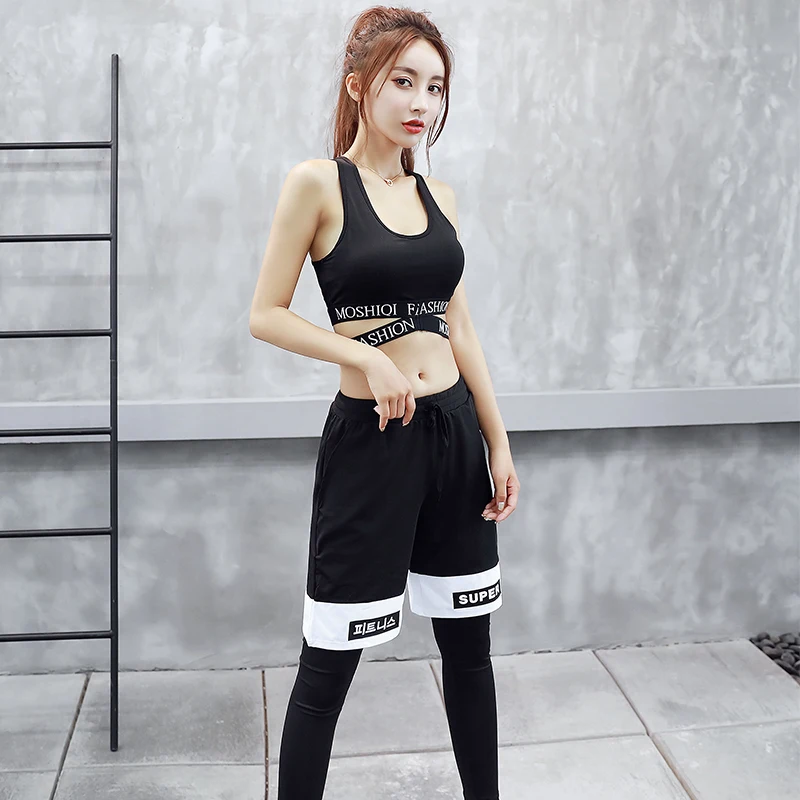 Conjunto de Yoga a la moda para mujer, ropa deportiva de compresión para gimnasio, correr, Fitness, trotar, chándal de entrenamiento, novedad