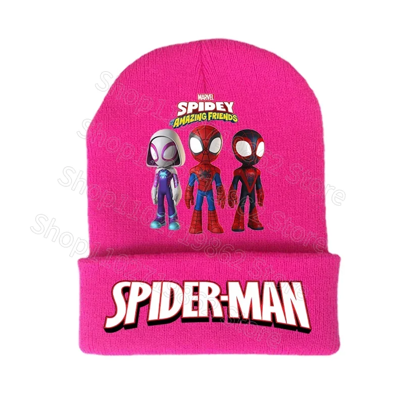 Spidermans Kids Caps Marvels Knitted Hats Beanies Movie Character Pattern Print Winter Hat Warm Comfortable Bonnets Baby Show