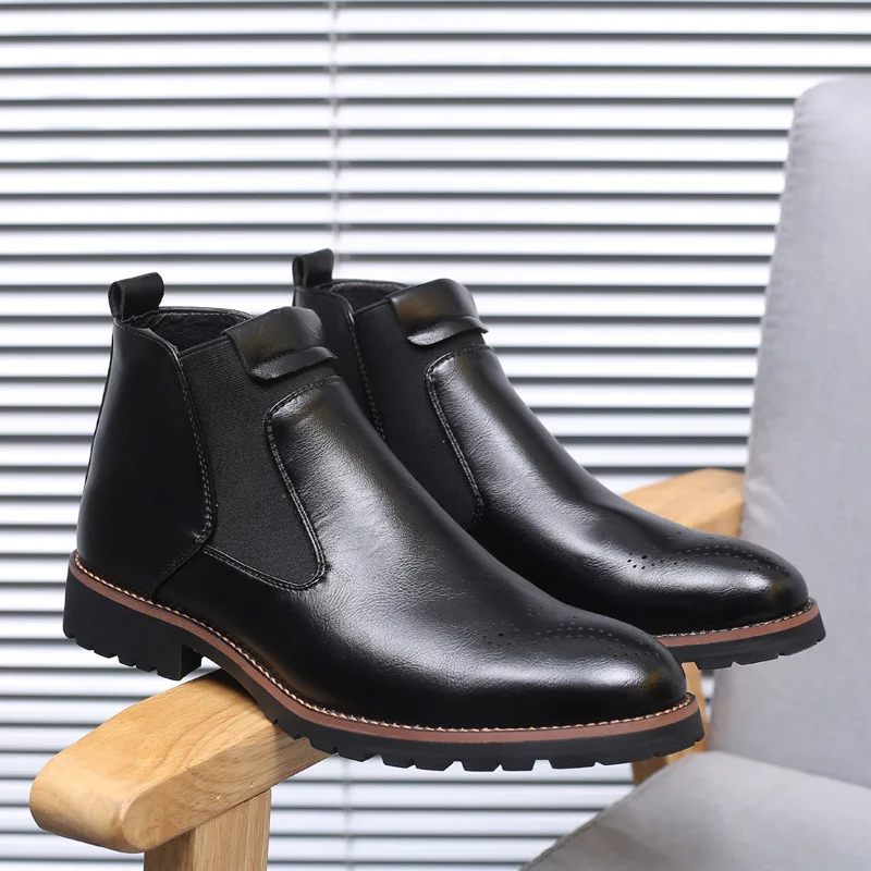 High Top Work Ankle Boots for Men Autumn Winter Korean Big Size Fashion Casual New Designer Fashion Leather Boots Man