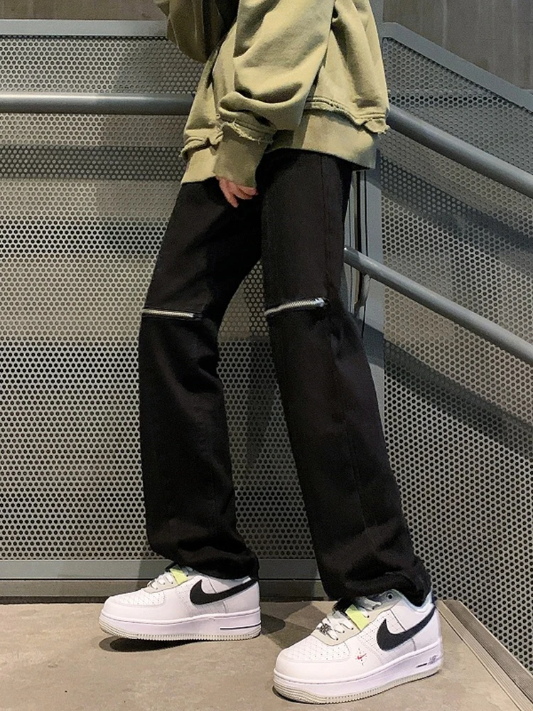 

Модные джинсы с высокой талией на молнии, женские повседневные брюки, весенний дизайн, джинсы из денима в стиле Hong Kong Sle, американский уличный стиль