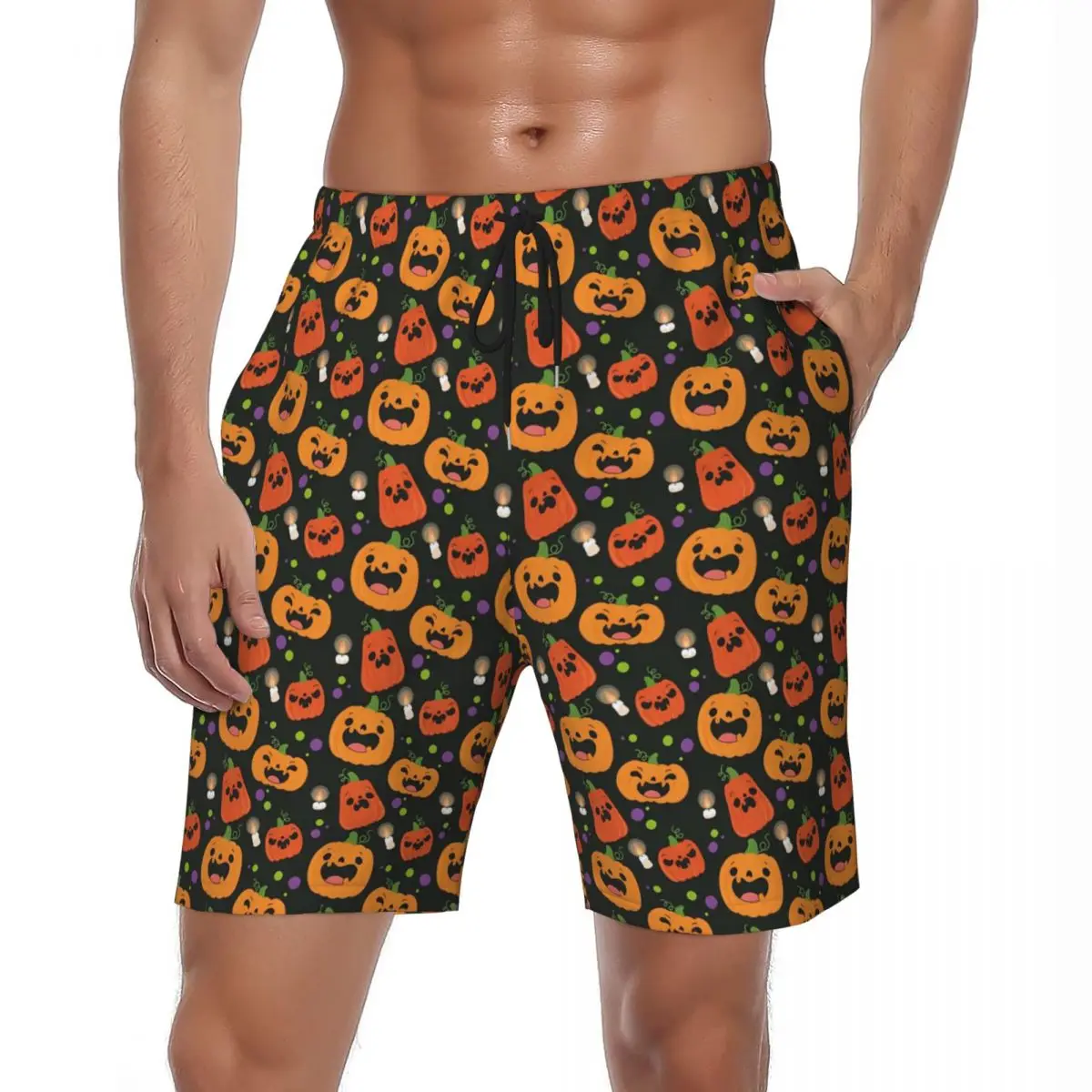 Pantalones cortos bonitos de calabaza para verano, pantalones cortos divertidos Y2K para Halloween, ropa deportiva para hombre, bañadores de playa personalizados de secado rápido DIY
