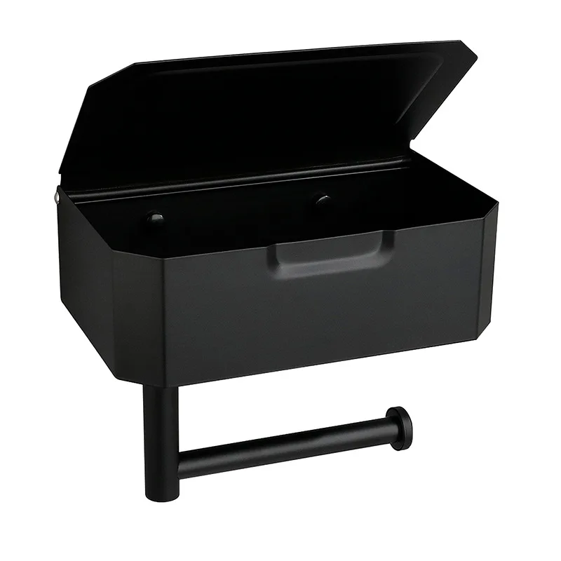 

Stainless steel toilet paper holder, wall-mounted bathroom tissue box with metal rod, rust-proof and non-slip design