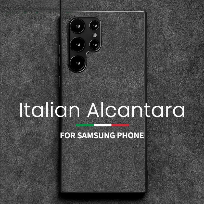 Italian ALCANTARA Case for Samsung S24 Ultra Plus S23 S22 S21 Fold 5 Flip 5 W23 W22 Luxury Business Supercar Same Leather Case