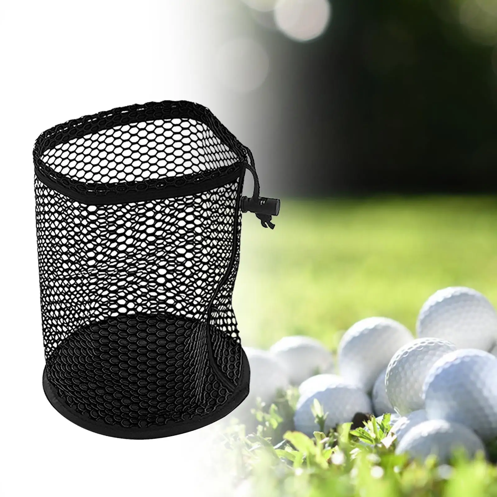 Golf Ball Bag, Golf Balls Storage Bag with Drawstring, Sports Equipment Organizer Sack Golf Ball Net Bag for Gym Toys (Black)